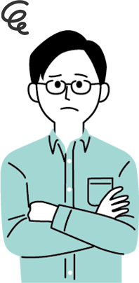 腕組をして悩んでいる男性